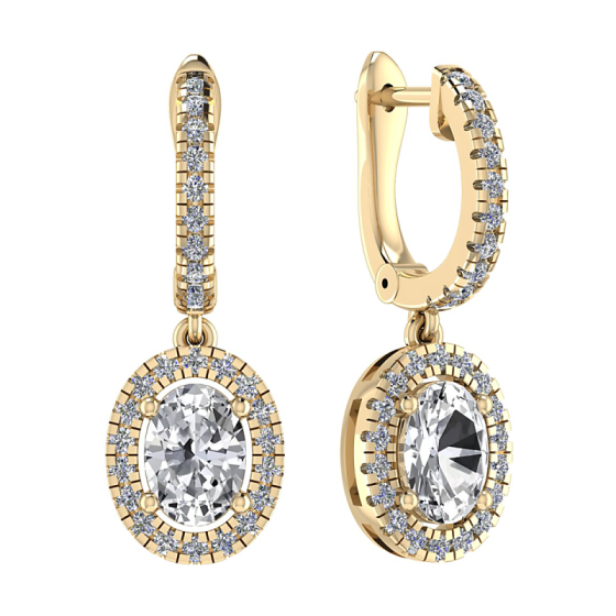 Oval and Round Diamond Drop and Hoop Earrings
