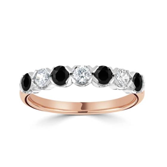 Round Black Diamond 5 Stone Ring