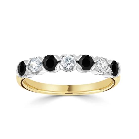 Round Black Diamond 5 Stone Ring