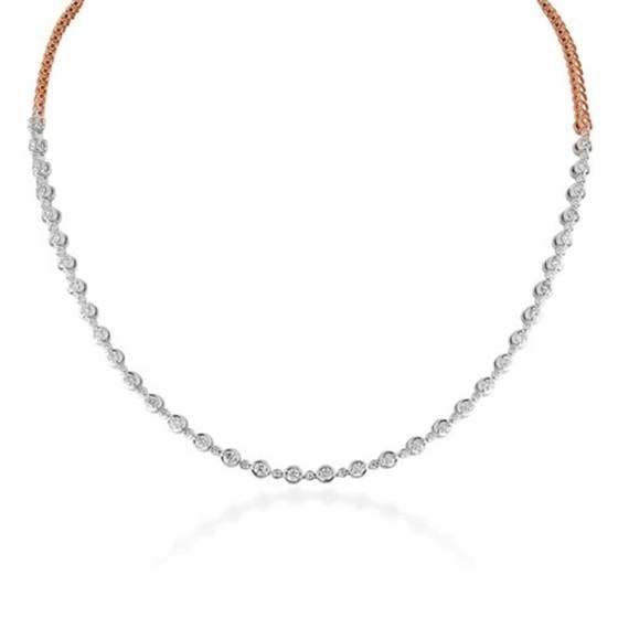 2.00ct VS/F-G Round Diamond Single Row Alernating Necklace