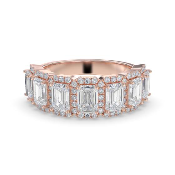 2.00ct Emerald Diamond Halo 7 Stone Eternity Ring