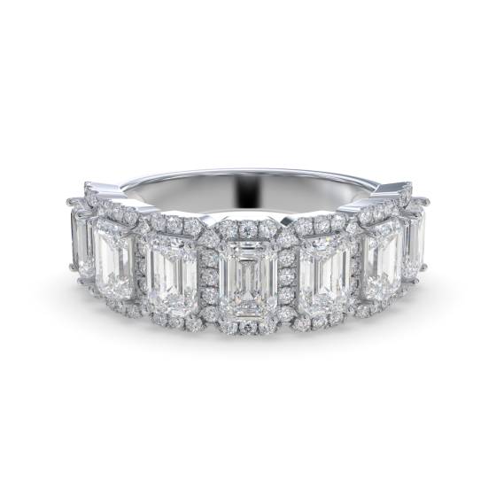 2.00ct Emerald Diamond Halo 7 Stone Eternity Ring