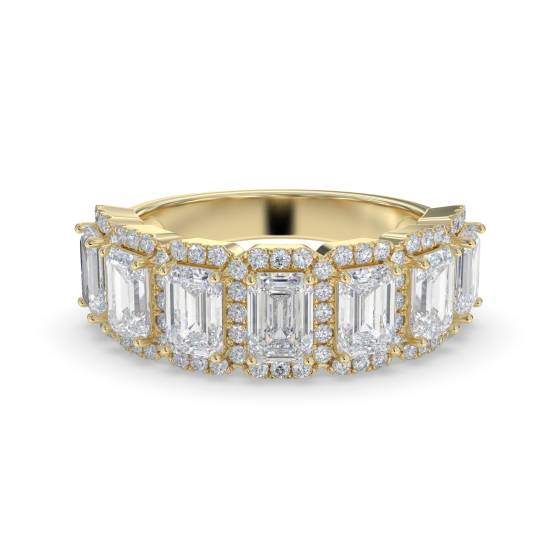 2.00ct Emerald Diamond Halo 7 Stone Eternity Ring