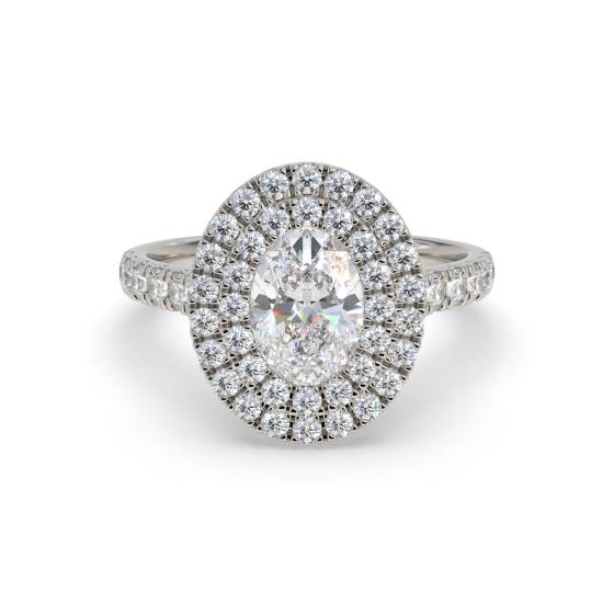 1.50ct Ovaldiamond Double Halo Shoulder Set Side Detail Ring