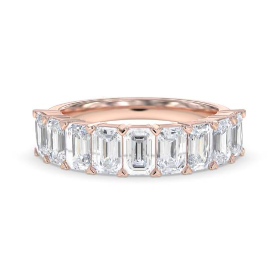 1.65ct Emerald Arrow Claws 9 Stone Diamond Eternity Ring