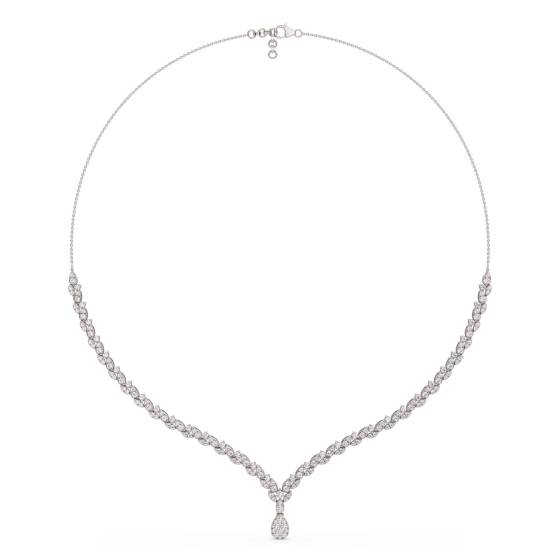 3.00ct Pear Diamond Drop Cluster Chain Necklace