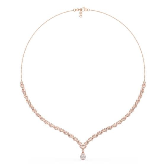 3.00ct Pear Diamond Drop Cluster Chain Necklace