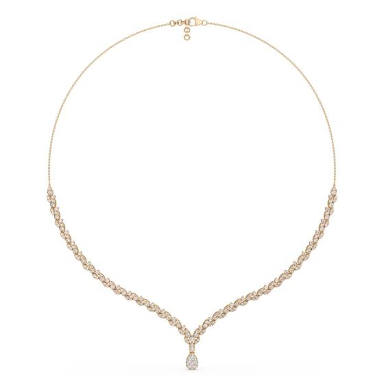 3.00ct Pear Diamond Drop Cluster Chain Necklace