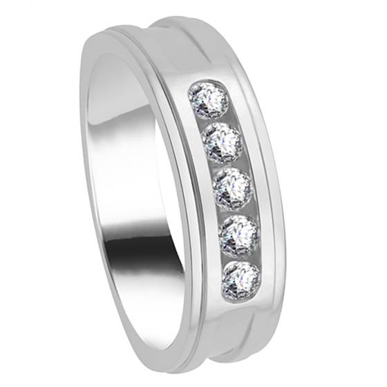 7mm Mens Round Diamond Ring