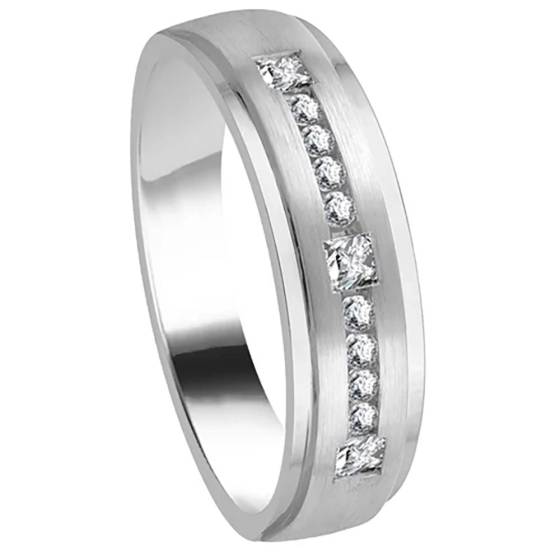 6mm Mens Princess and Round Diamond Ring