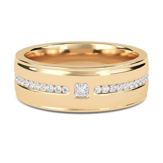 6.5mm Mens Princess and Round Diamond Ring