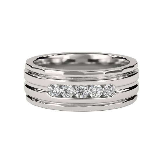 7mm Mens Round Diamond Ring