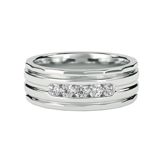 7mm Mens Round Diamond Ring