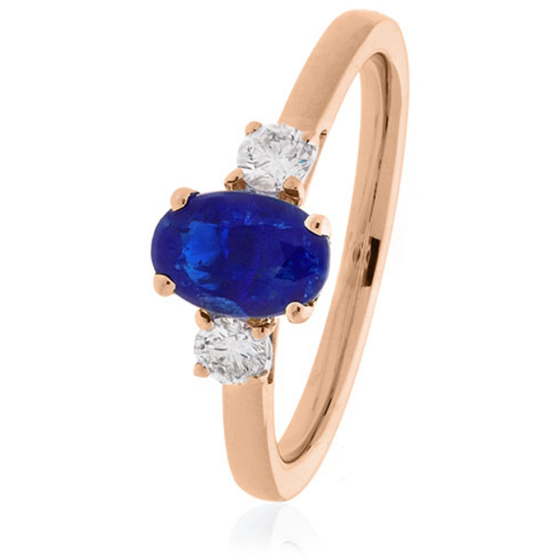 Blue Sapphire and Diamond Trilogy Ring