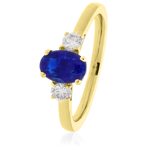 Blue Sapphire and Diamond Trilogy Ring