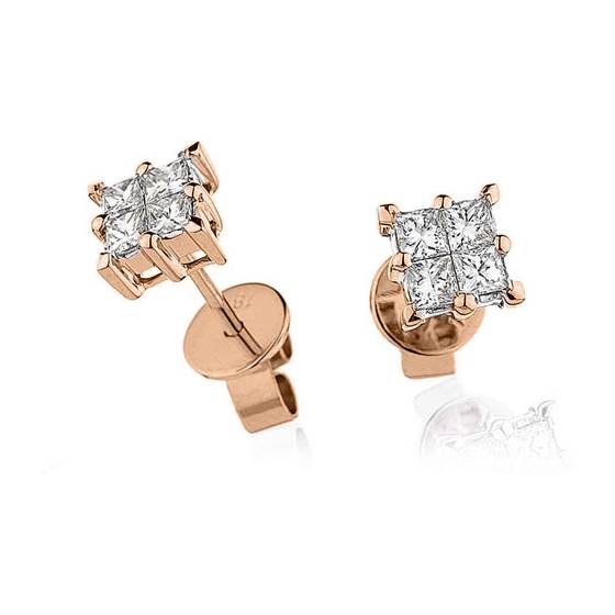 Classic Princess Diamond Cluster Earrings