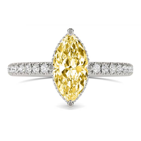 Marquise Yellow Diamond Halo Ring