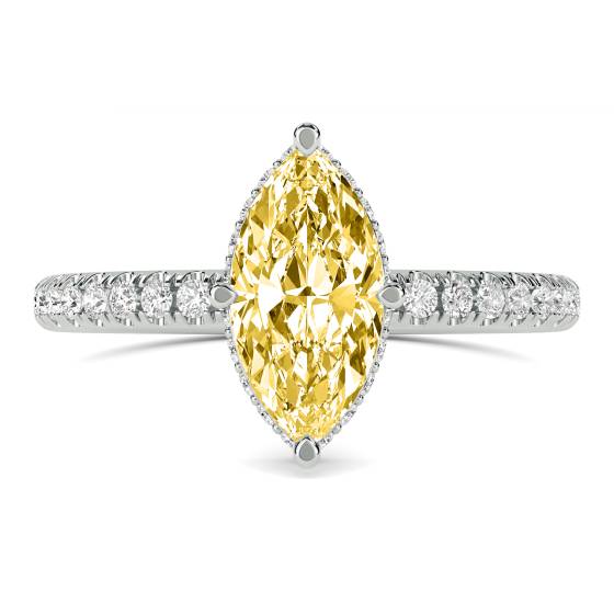 Marquise Yellow Diamond Halo Ring