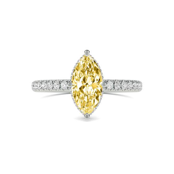 Marquise Yellow Diamond Halo Ring