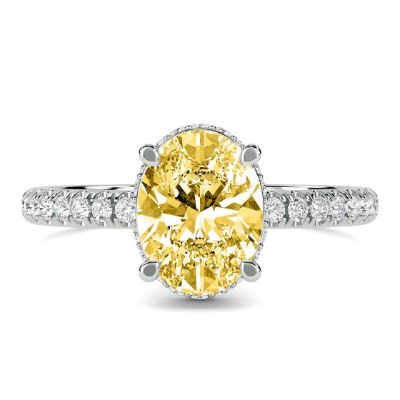 Oval Yellow Diamond Halo Ring