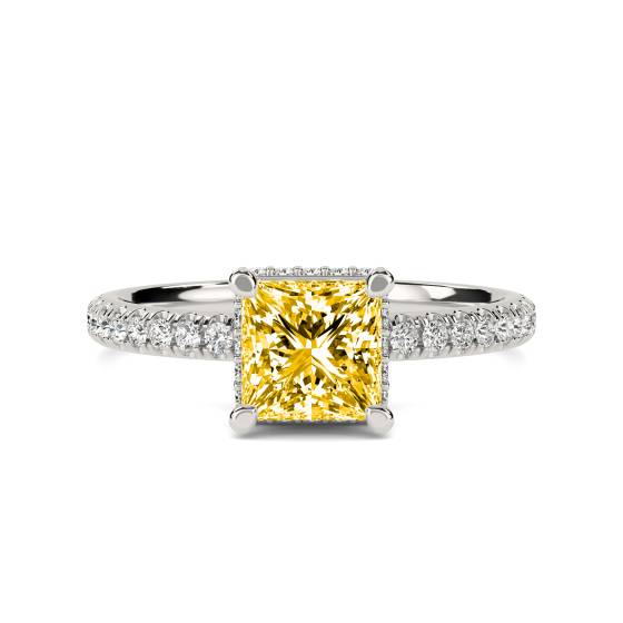 Princess Yellow Diamond Halo Ring