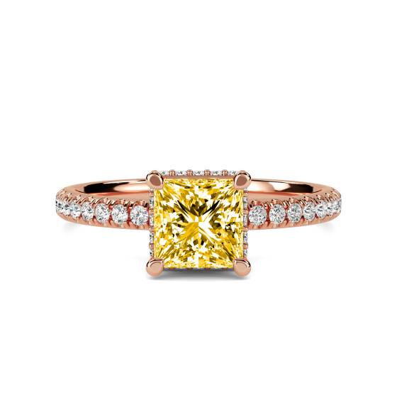 Princess Yellow Diamond Halo Ring