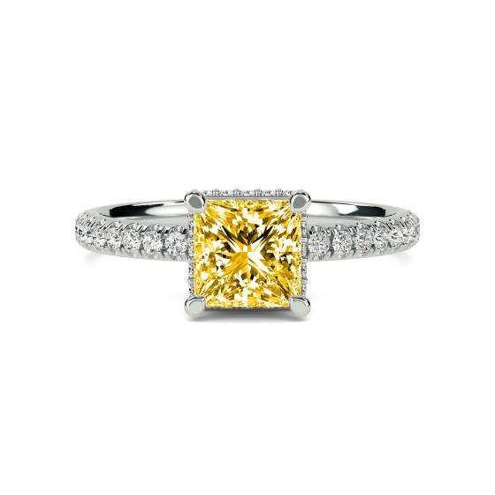Princess Yellow Diamond Halo Ring