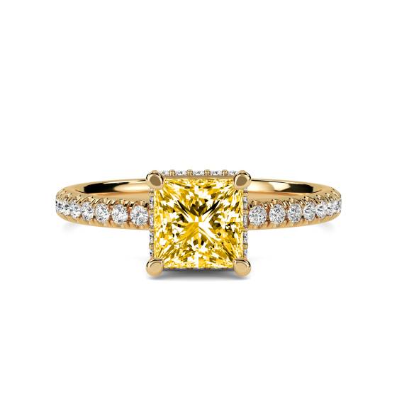 Princess Yellow Diamond Halo Ring
