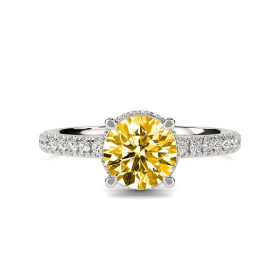 Round Yellow Diamond Halo Ring