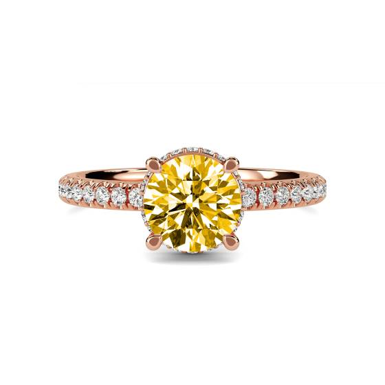 Round Yellow Diamond Halo Ring