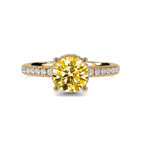 Round Yellow Diamond Halo Ring