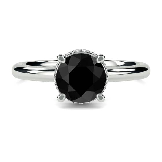 Round Black Diamond Hidden Halo Ring