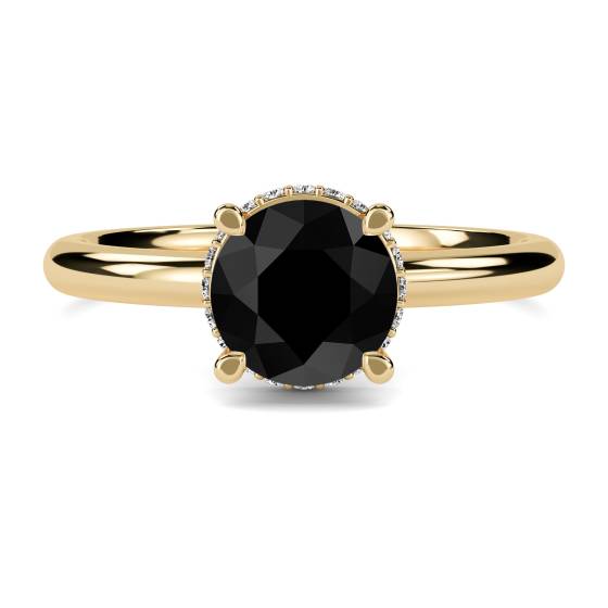 Round Black Diamond Hidden Halo Ring