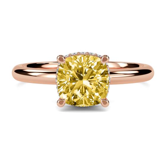 Cushion Yellow Diamond Halo Ring
