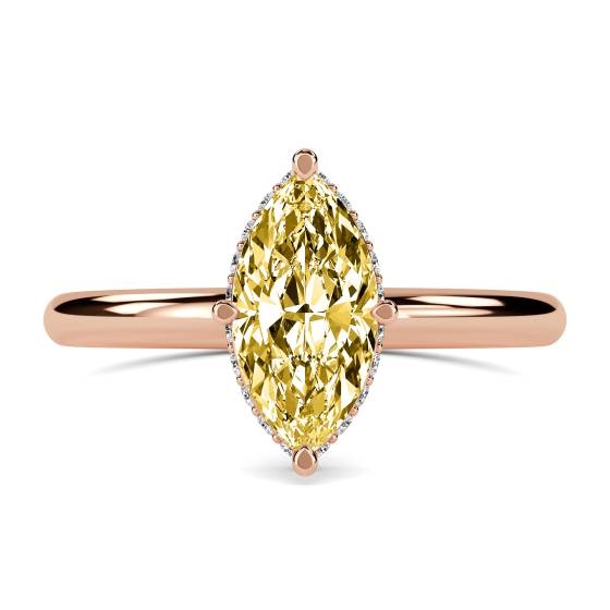 Marquise Yellow Diamond Halo Ring