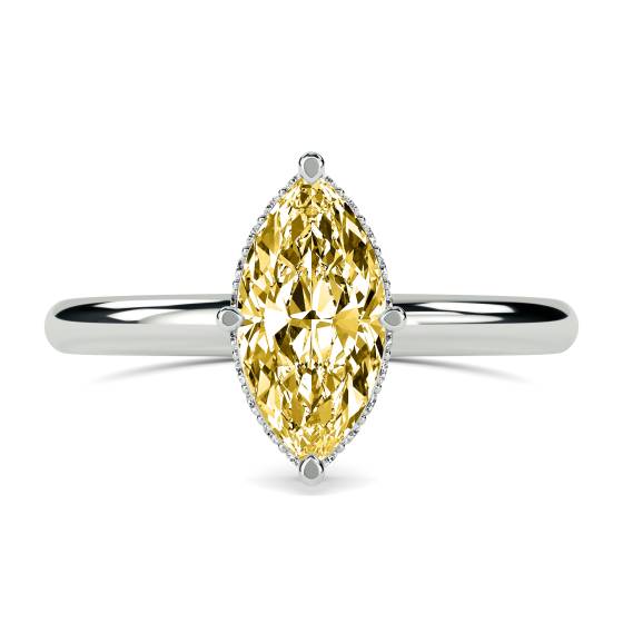 Marquise Yellow Diamond Halo Ring