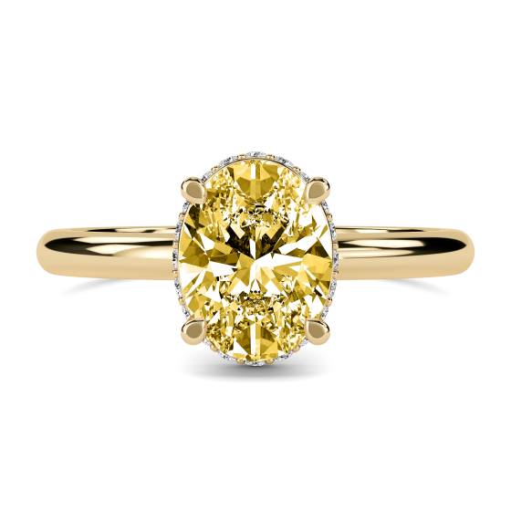 Oval Yellow Diamond Halo Ring