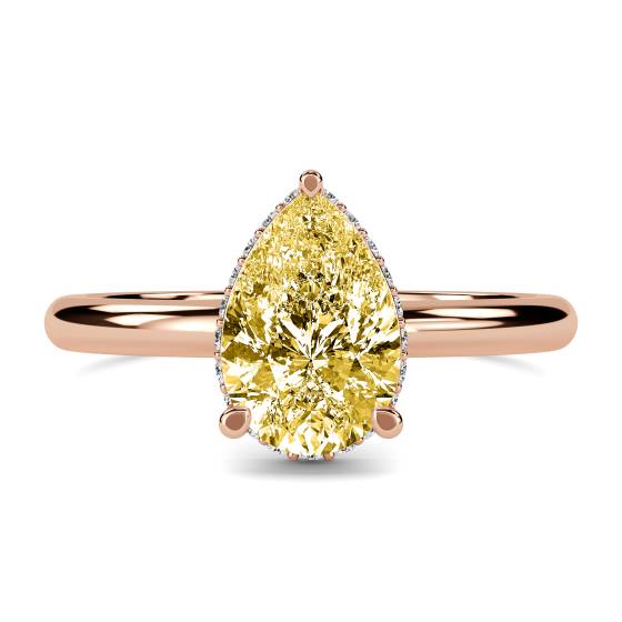 Pear Yellow Diamond Halo Ring