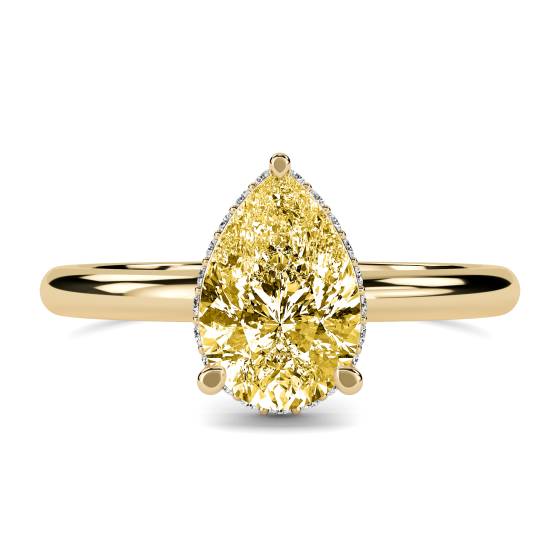 Pear Yellow Diamond Halo Ring