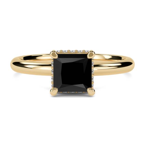 Princess Black Diamond Halo Ring