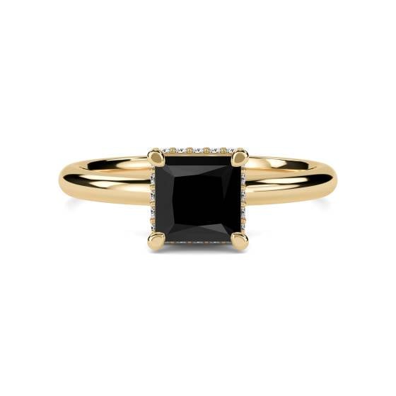 Princess Black Diamond Halo Ring