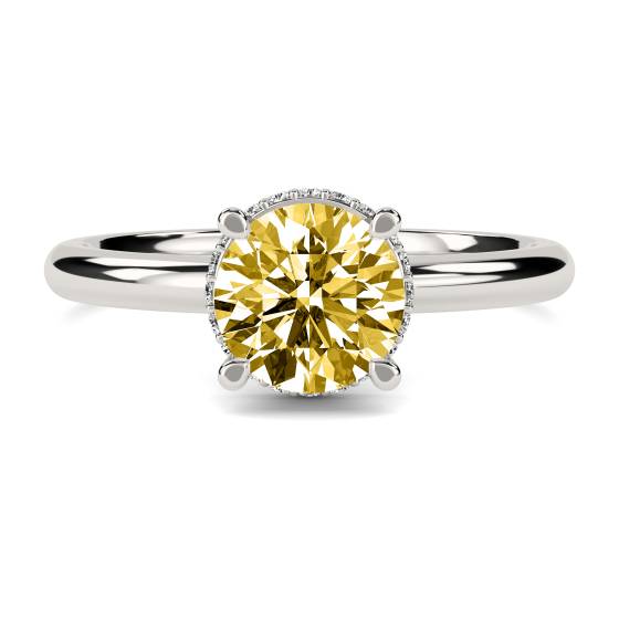 Round Yellow Diamond Halo Ring