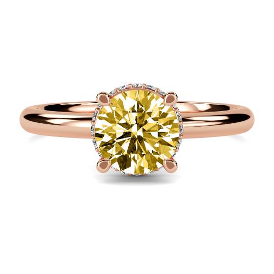 Round Yellow Diamond Halo Ring