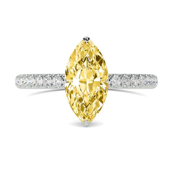 Marquise Yellow Diamond Halo Shoulder Set Ring