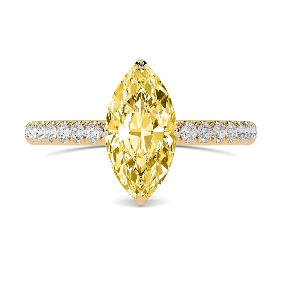 Marquise Yellow Diamond Halo Shoulder Set Ring