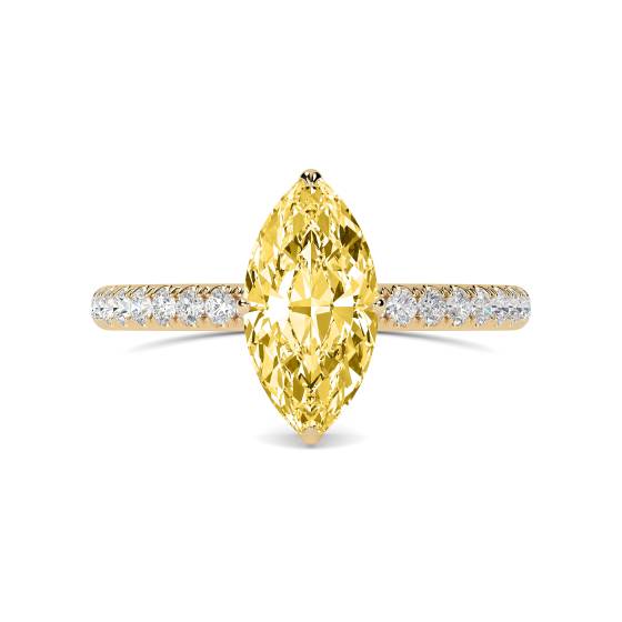 Marquise Yellow Diamond Halo Shoulder Set Ring