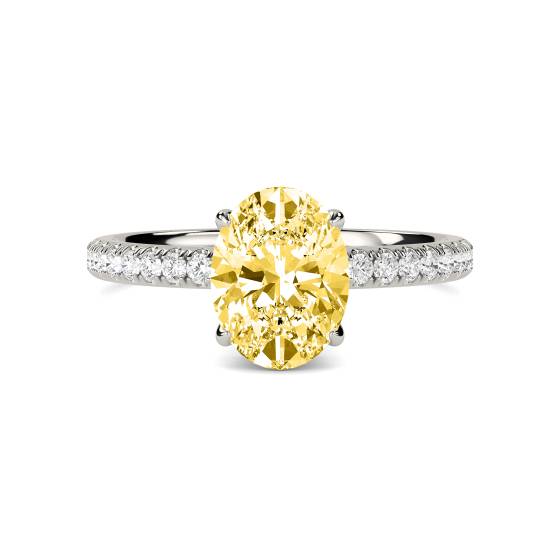 Oval Yellow Diamond Halo Shoulder Set Ring