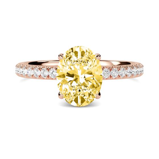 Oval Yellow Diamond Halo Shoulder Set Ring