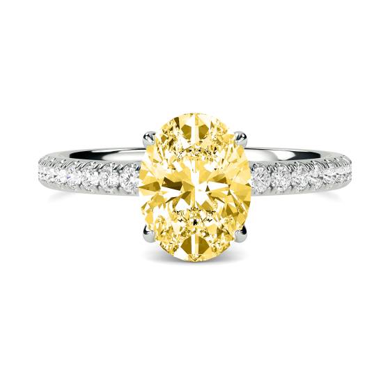 Oval Yellow Diamond Halo Shoulder Set Ring