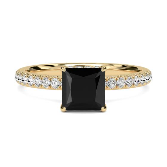 Princess Black Diamond Halo Ring